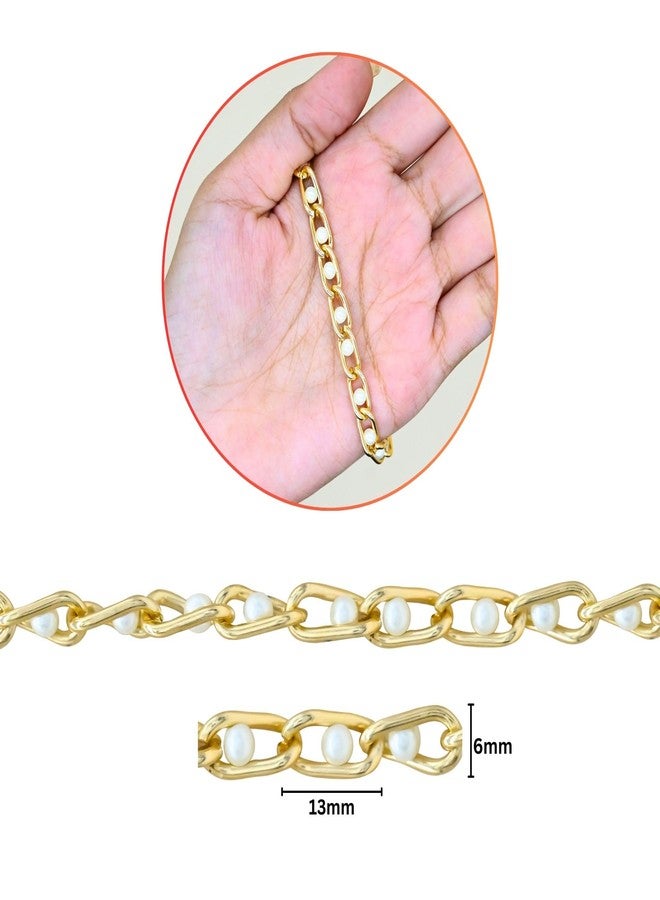 SATRA TRADERS سلسلة ألومنيوم من ساترا تريدرز، حلقات ملتوية، سلسلة لصنع المجوهرات، سلسلة حرفية للقلائد والأساور والأقراط | المقاس: الارتفاع 6 مم، العرض 13 مم | الكمية: 5 أمتار | ذهبي | JT-9-35-7 - Image 3